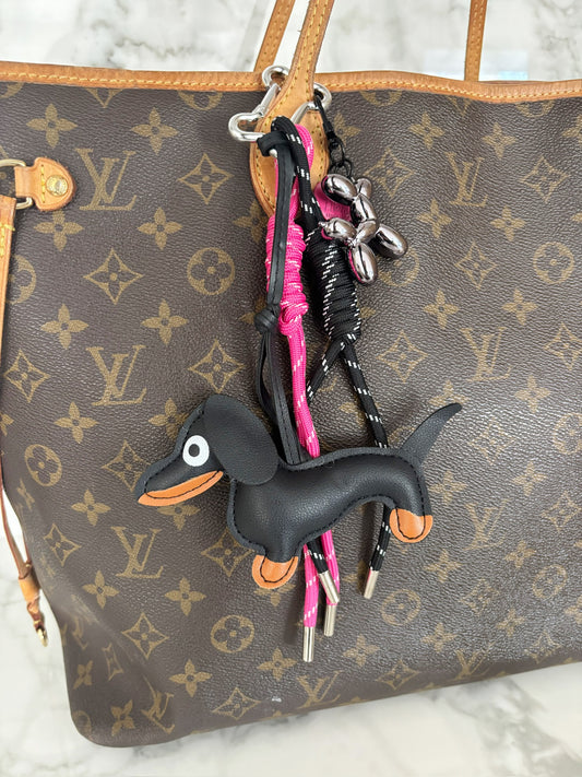 Weiner Dog and Balloon Dog Bag Charm in Pink