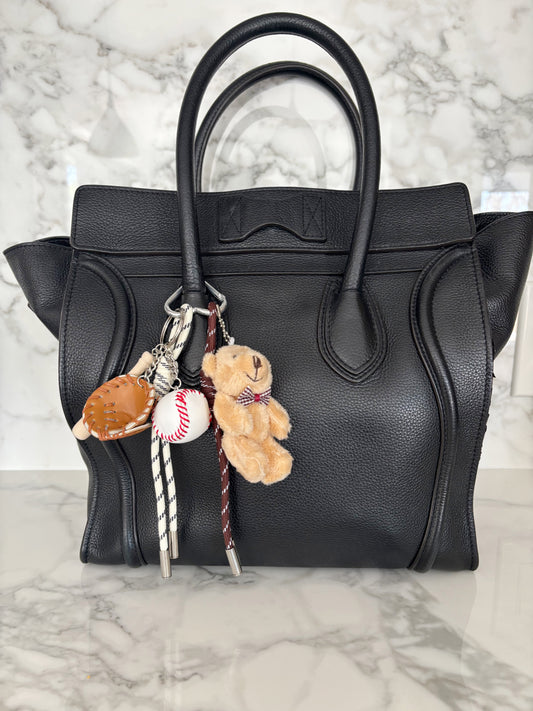 Large Teddy Bear Baseball Bag Charm - 6 charms in 1!