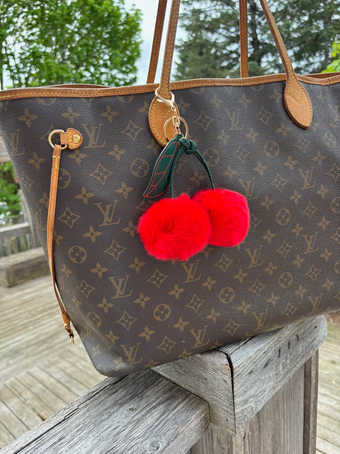 Fluffy Cherries Bag Charm