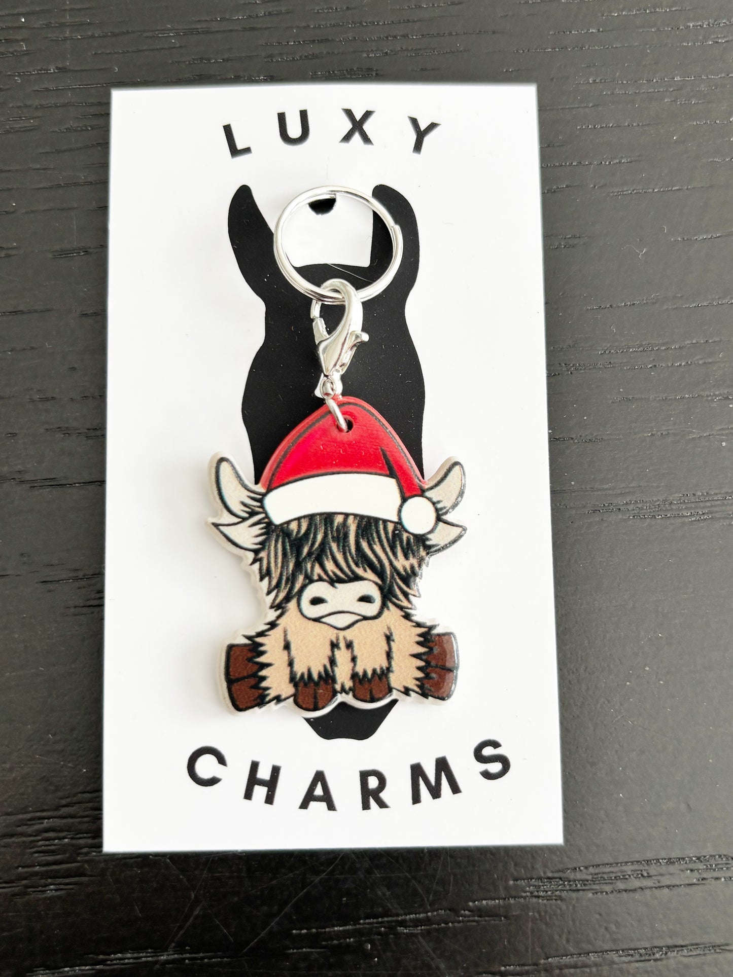 Festive Highland Cow Charm