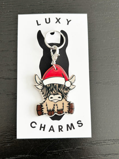 Festive Highland Cow Charm