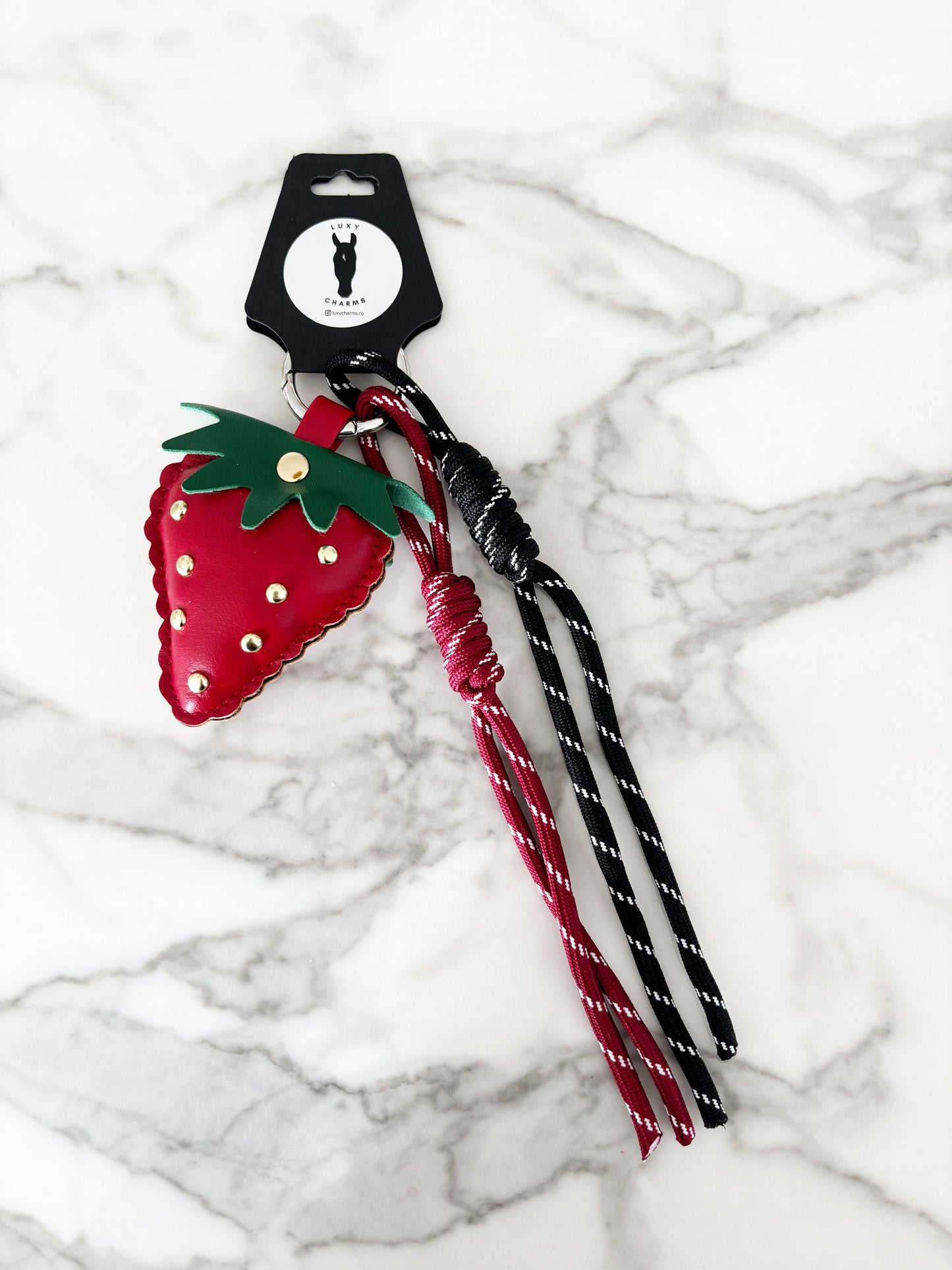 Red Strawberry Fields bag charm