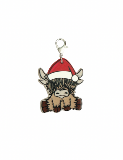 Festive Highland Cow Charm