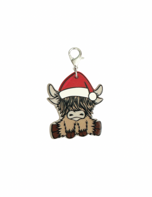 Festive Highland Cow Charm