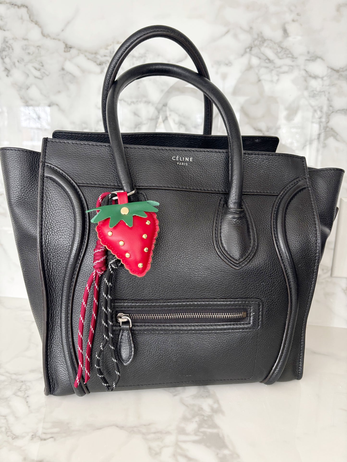 Red Strawberry Fields bag charm