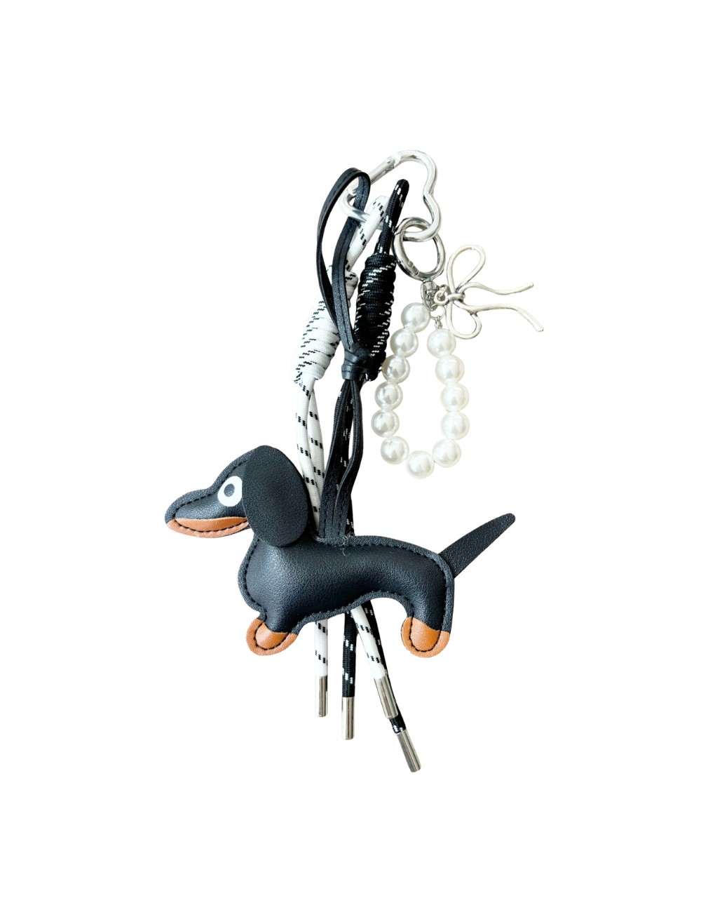 Weiner Dog and Pearls Bag Charm