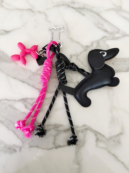 Weiner Dog and Balloon Dog Bag Charm in Pink